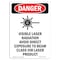 Signmission OSHA Danger Sign, Visible Laser Radiation, 10in X 7in Decal, 7" W, 10" H, Portrait OS-DS-D-710-V-2455 - alternate 1